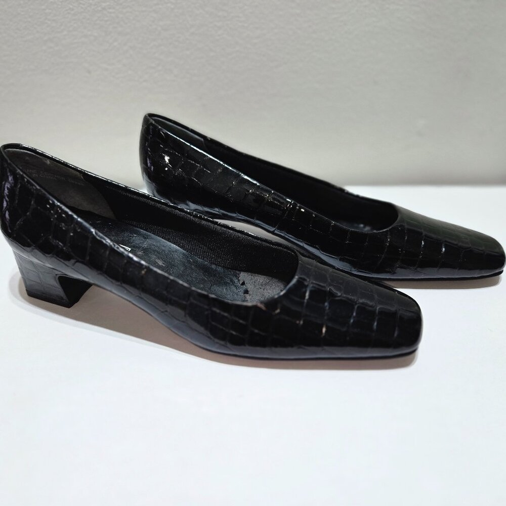 Nordstrom Women's Black Patent Leather Alligator Print Pumps Size 9S